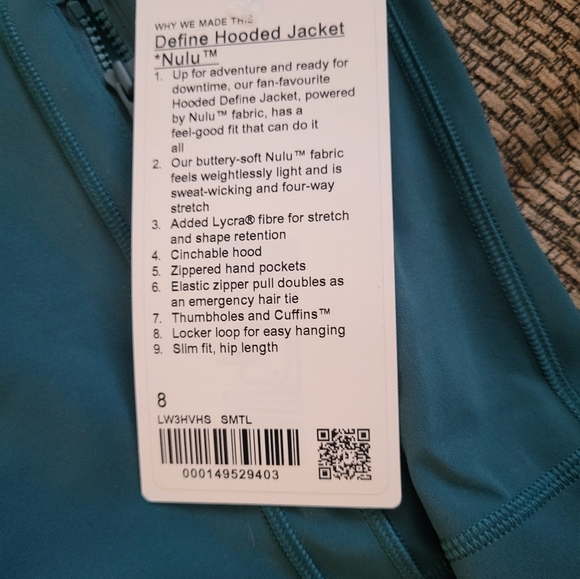 Lululemon define hooded jacket nulu size 8 nwt color storm teal - Picture 3 of 8